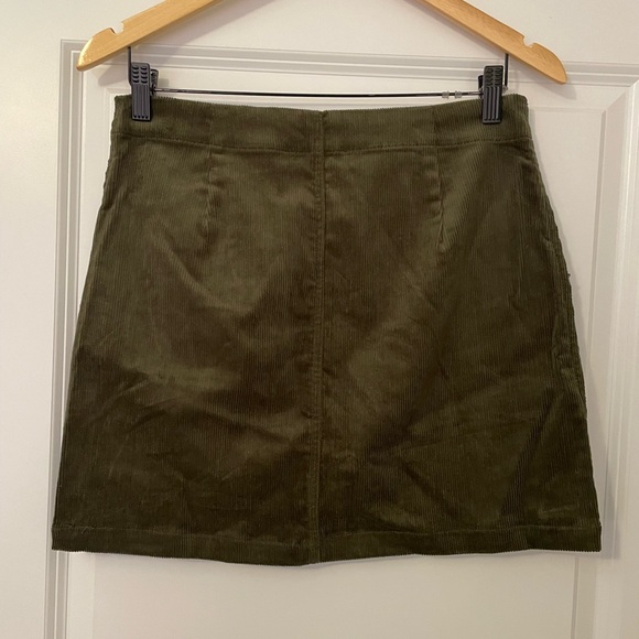 Love Tree Olive Green Button Front Corduroy Mini Skirt - Picture 6 of 10